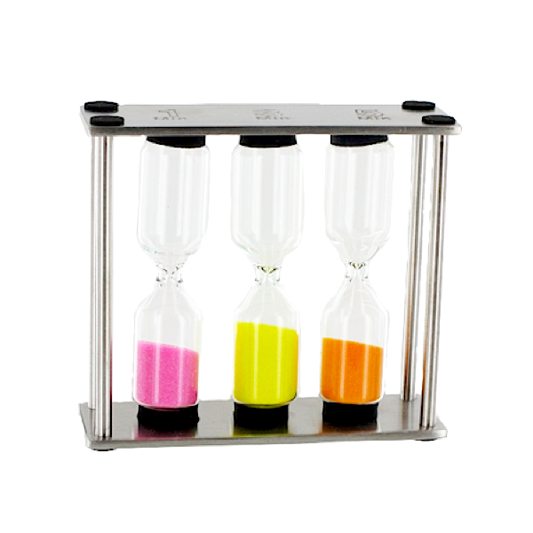 SABLIER "3 TEMPS" EN VERRE ET INOX