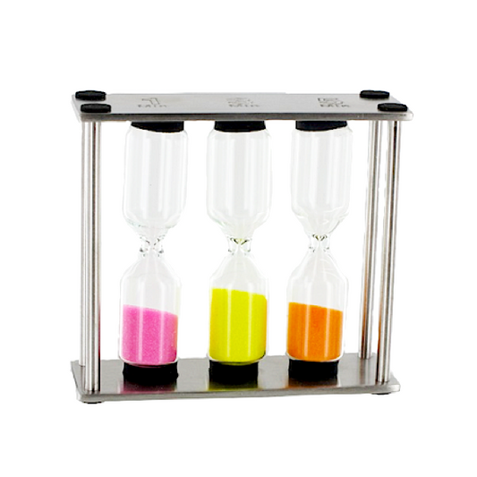 SABLIER "3 TEMPS" EN VERRE ET INOX