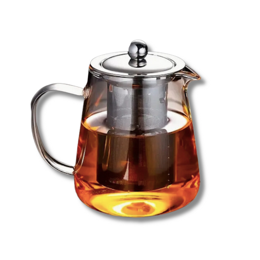 THÉIÈRE EN VERRE AVEC INFUSEUR ET 4 TASSES À THÉ EN VERRE